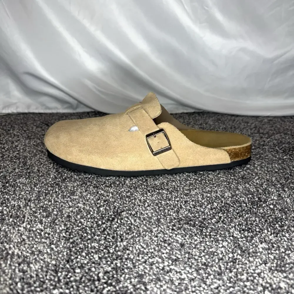 Birkenstock Boston Taupe Suede Clogs Mens 45 US 12 Regular Wide Fit Slip On Mule